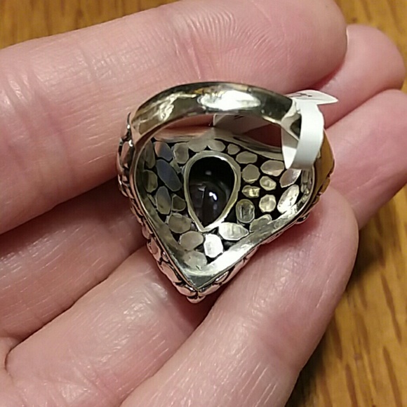 💃BLUE TOPAZ STERLING & GOLD RING - Picture 6 of 8